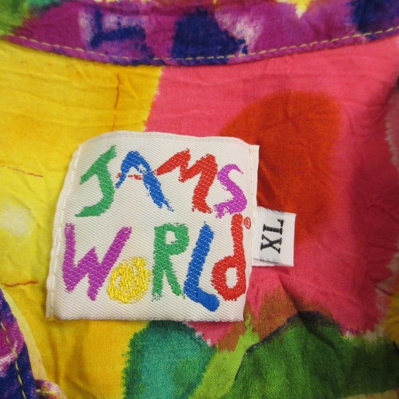 Vintage‎ Jams World Mens Hawaiian Shirt size XL Floral Patchwork Tropical - Picture 4 of 8